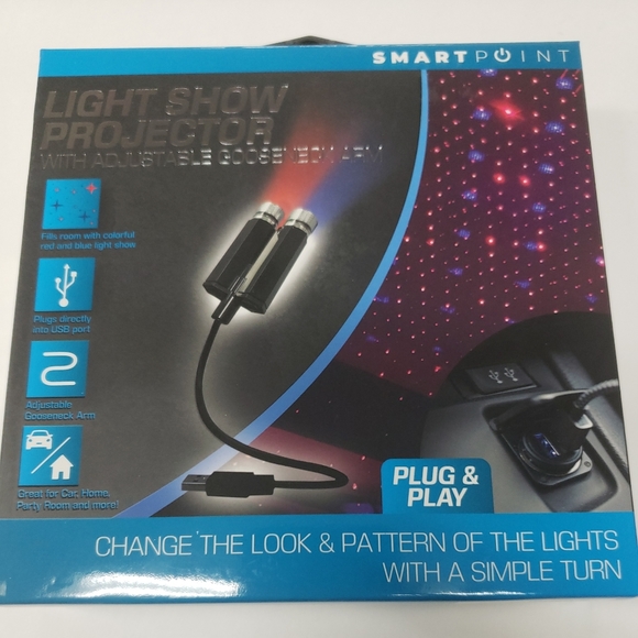 LIGHT SHOW PROJECTOR W/ ADJUSTABLE GOOSENECK ARM USB PLUG & PLAY 2 boxes - Picture 5 of 7